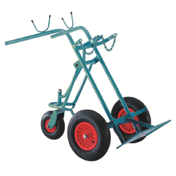 Stahlflaschenwagen mit Luft-Reifen und Spornrad für 2 Stahlflaschen